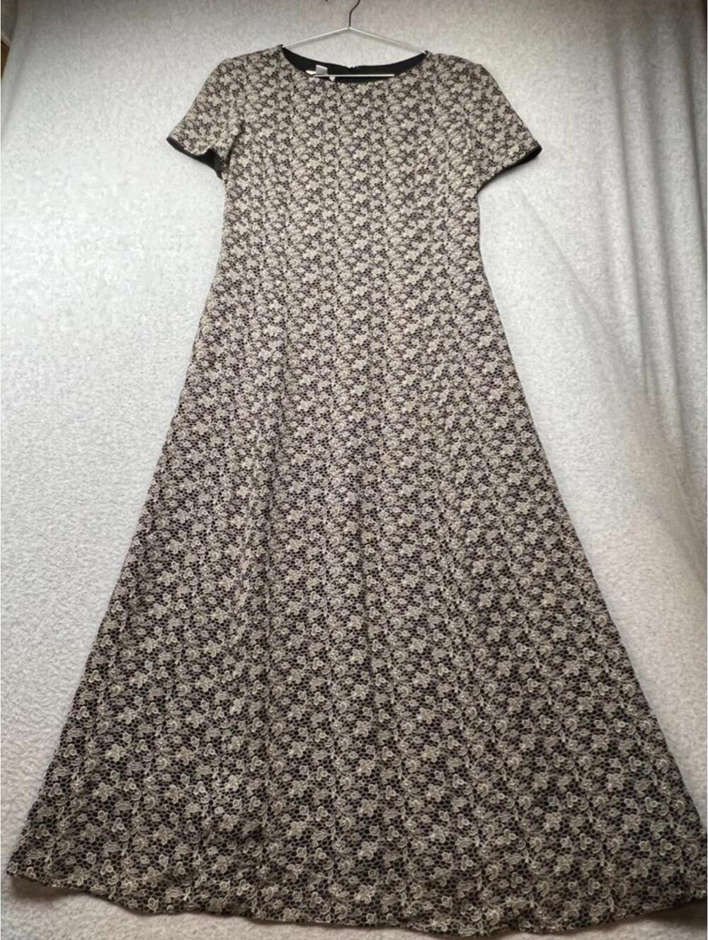 Vintage Talbots Floral Chiffon Maxi Dress Womens Petite 10 Romantic Lace